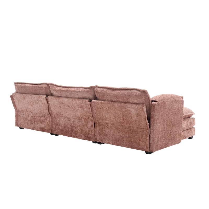 Cloud Chaise Lounge Couch L-shaped Sectional Sofa with Ottoman and Double Layered Seat Cushions for Living Room