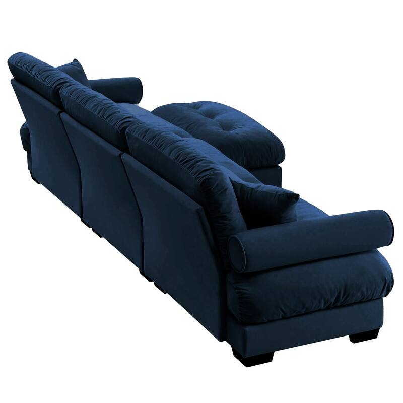 GDFStudio - Vanhorn Velvet 3-Seater Sectional Sofa with Movable Ottoman