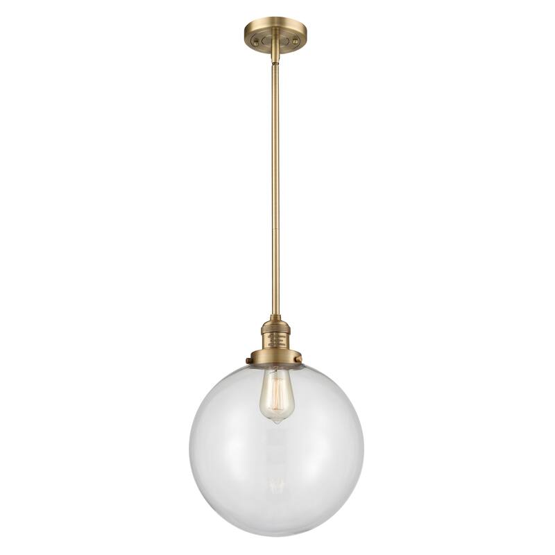 Innovations Lighting Franklin Restoration Beacon - 1 Light 12" Stem Hung Mini Pendant - Clear/Brushed Brass