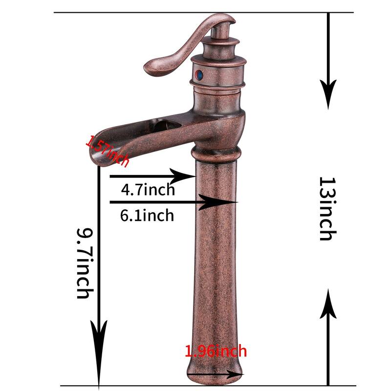 Waterfall Bathroom Vessel Faucet Single Handle Bathroon Vessel Sink Faucets Single Hole High Modern Basin Vanity High Taps