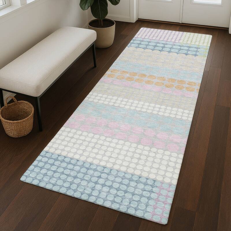 Machine Washable Indoor/ Outdoor Casual Dotty Chantille Rug