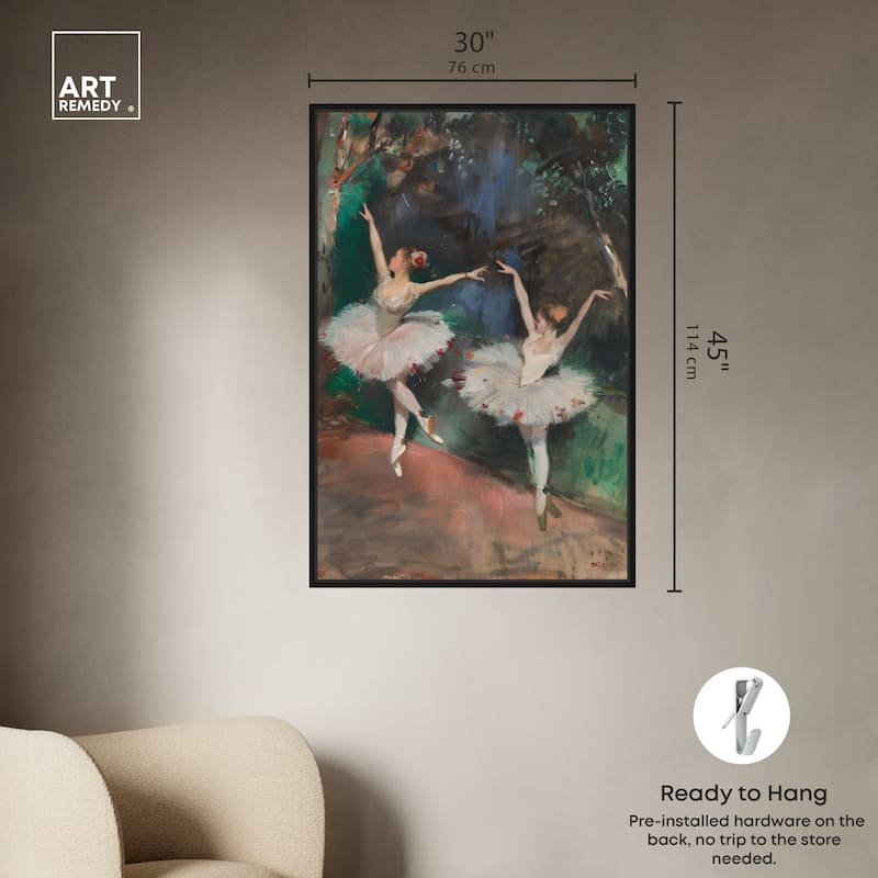 Art Remedy Classical Ballerinas Framed Impressionism 1 Piece Canvas Wall Art /Monet And Van Gogh Inspired Art