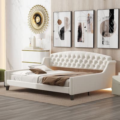 Velvet Daybed with Button Tufted Backrest
