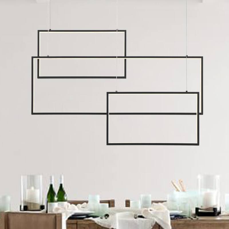 3-Light Unique Geometric LED Chandelier - 23.62'' H x 35.43'' W x 4.72''D