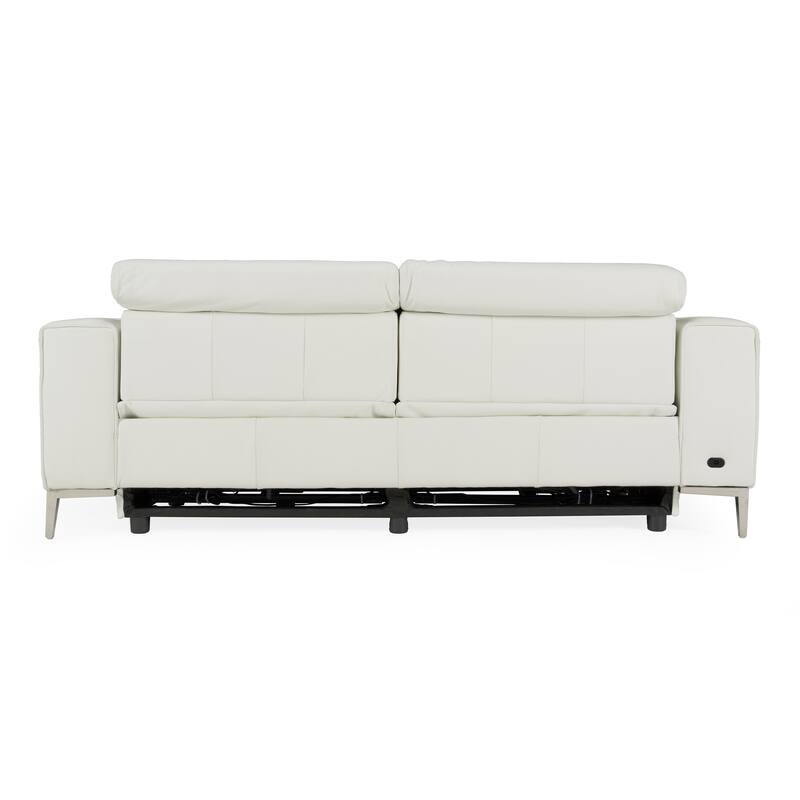 Divani Casa Chignik Modern White Leather Sofa w/ 2 Recliners