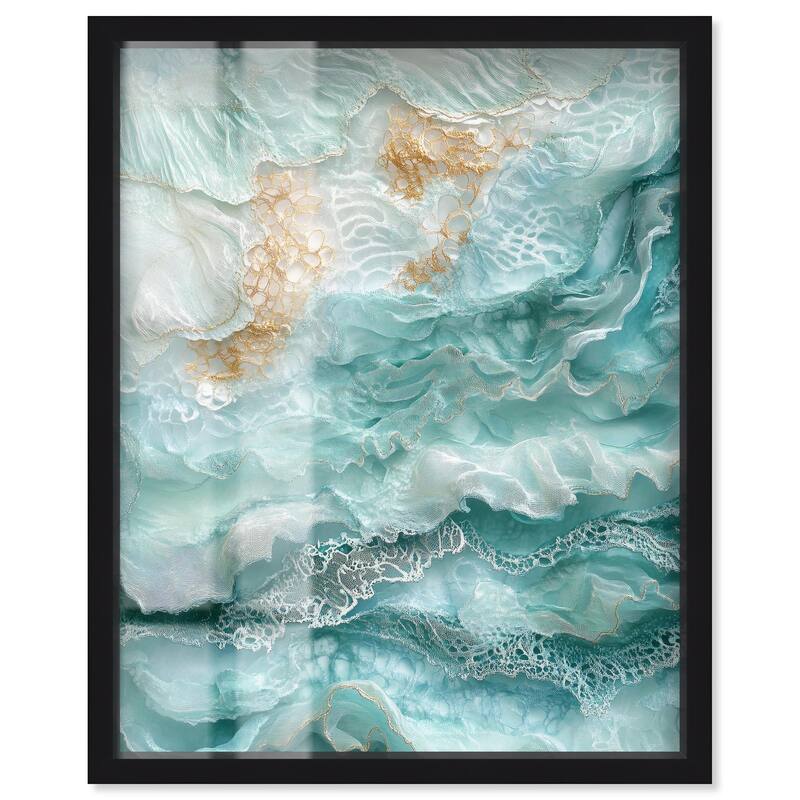 Teal Tiered Turbulence Shadowbox by Art Remedy - Black - 36" x 45"