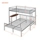 preview thumbnail 3 of 7, Twin Over Full Bunk Bed with Desk, Metal Bed with Ladder, Kid's Bed with Quality Slats for Bedroom, Metallic Silver