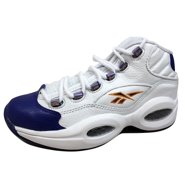 Shop Reebok Men's Question Mid White/Purple-Yellow Kobe ...