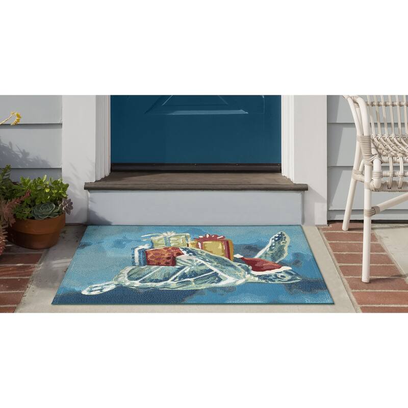 Liora Manne Esencia Santa Seaturtle Indoor/Outdoor Mat - 2' x 2'10"