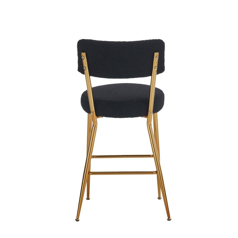 Teddy Fabric Bar Stools Set of 4,Metal Legs and Footrest