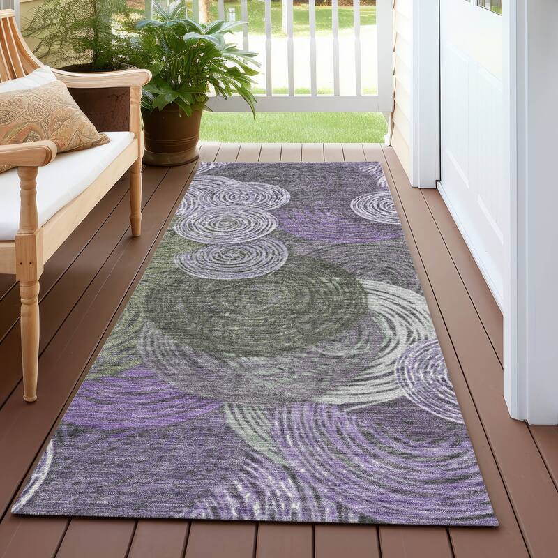 Machine Washable Indoor/ Outdoor Modern Twister Chantille Rug - Purple - 2'3" x 7'6"