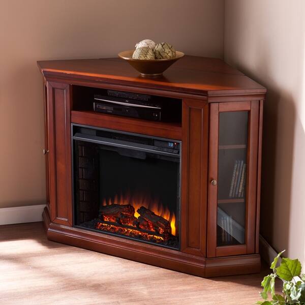 48 Chocolate Brown and Black Electric Fireplace with Media Shelf - Bed  Bath u0026 Beyond - 31771521