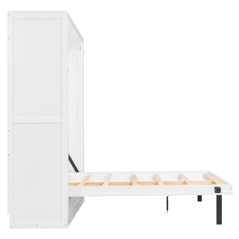 Rotating Queen Murphy Bed with Hidden Storage, Space-Saving Wall Bed for Home Office