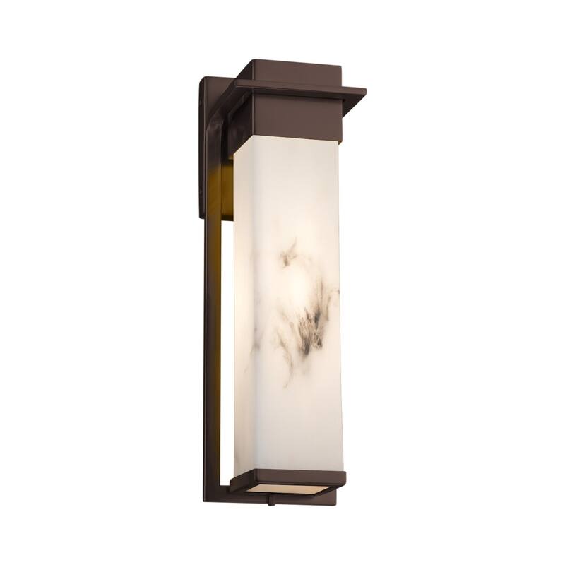 Justice Design LumenAria Pacific Dark Bronze Outdoor Large Wall Sconce, Faux Alabaster Shade - Dark Bronze