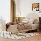 preview thumbnail 39 of 52, Twin/Full Size Velvet Bed Frame with Classic Semi-circle Shaped Headboard, Upholstered Platform Bed w/ Metal Legs for Kids Teens Beige - Twin