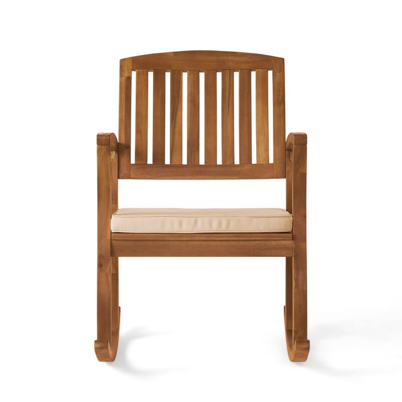 Wood Patio Outdoor Rocking Chair w/ Cushions for Garden Lawn Backyard