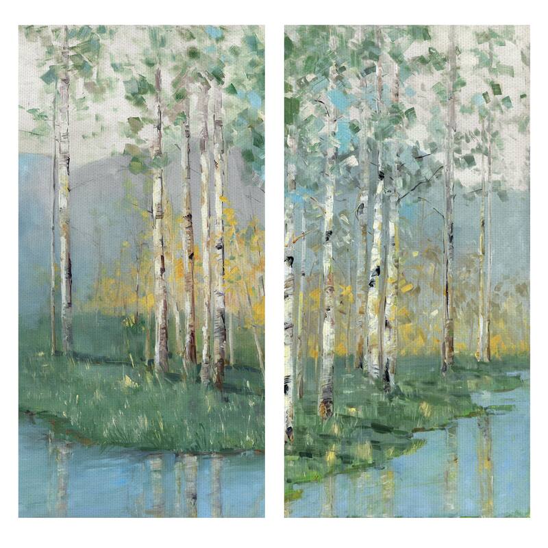 Birch Reflections III, IV by Sally Swatland Canvas Art Prints