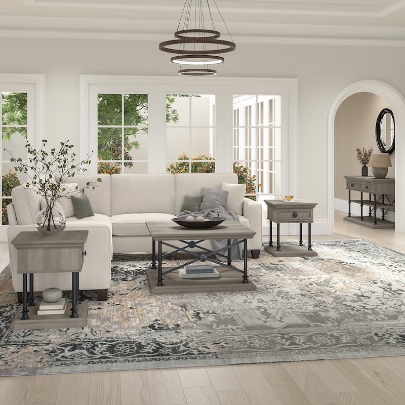 Coliseum Coffee Table with Console and End Tables by Bush Furniture - Driftwood Gray