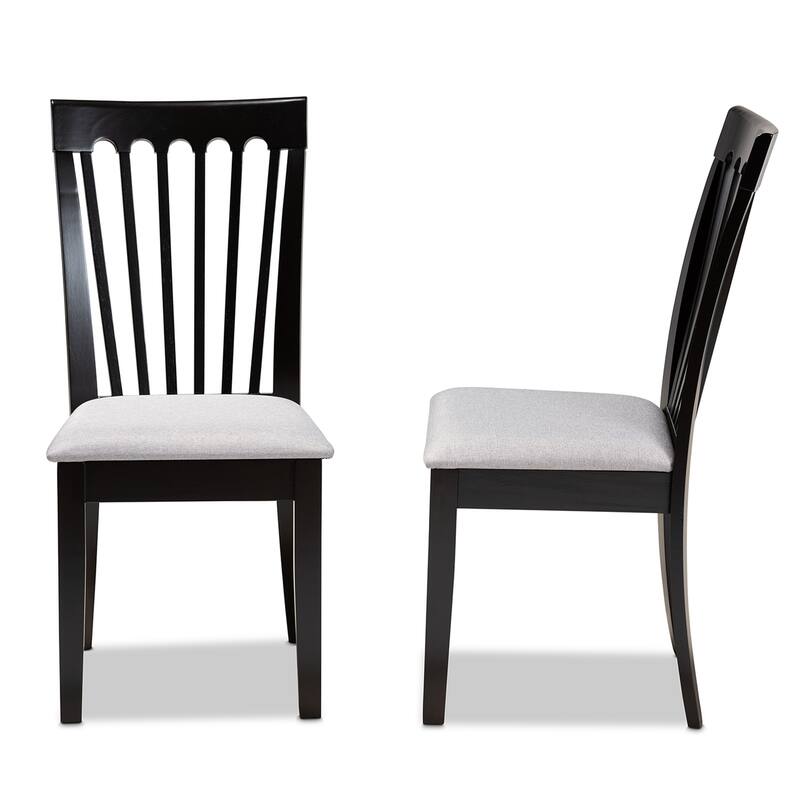 Modern 7-Piece Dining Set - Gray Fabric & Espresso Wood Table & Chairs