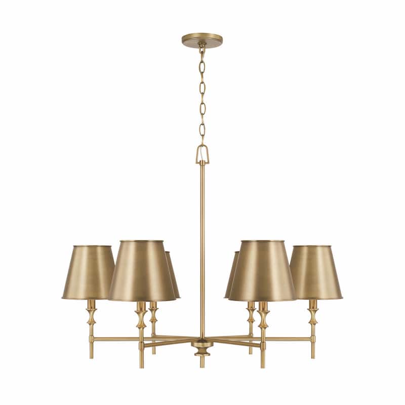 Whitney 6-light Aged Brass Hanging Chandelier