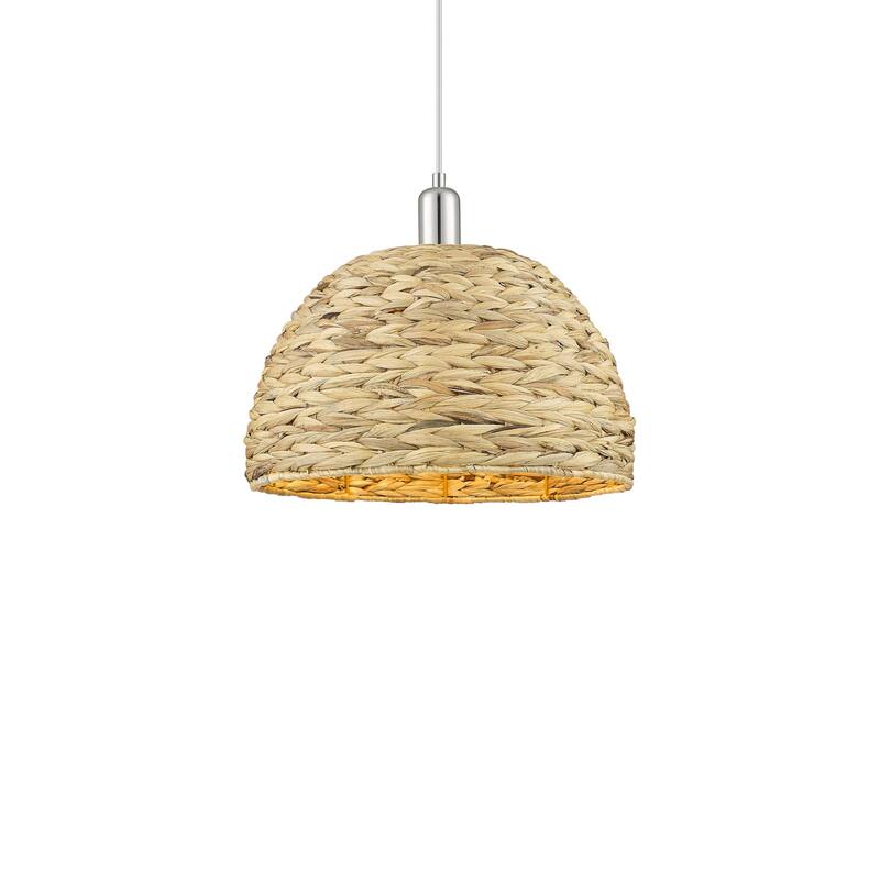 Innovations Lighting 716-1P-14-16 Woven Rattan Pendant Woven Rattan - Polished Nickel / Natural
