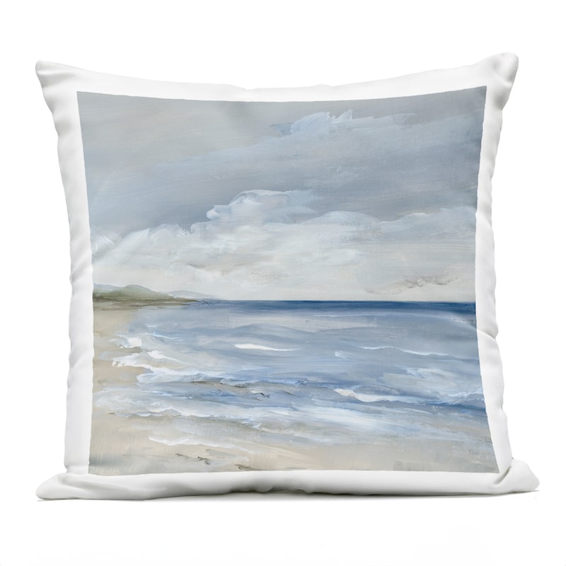 Stupell Stormy Beach Landscape Printed Outdoor Throw Pillow Design by Nan - Accent - Polyester - Blue - Single