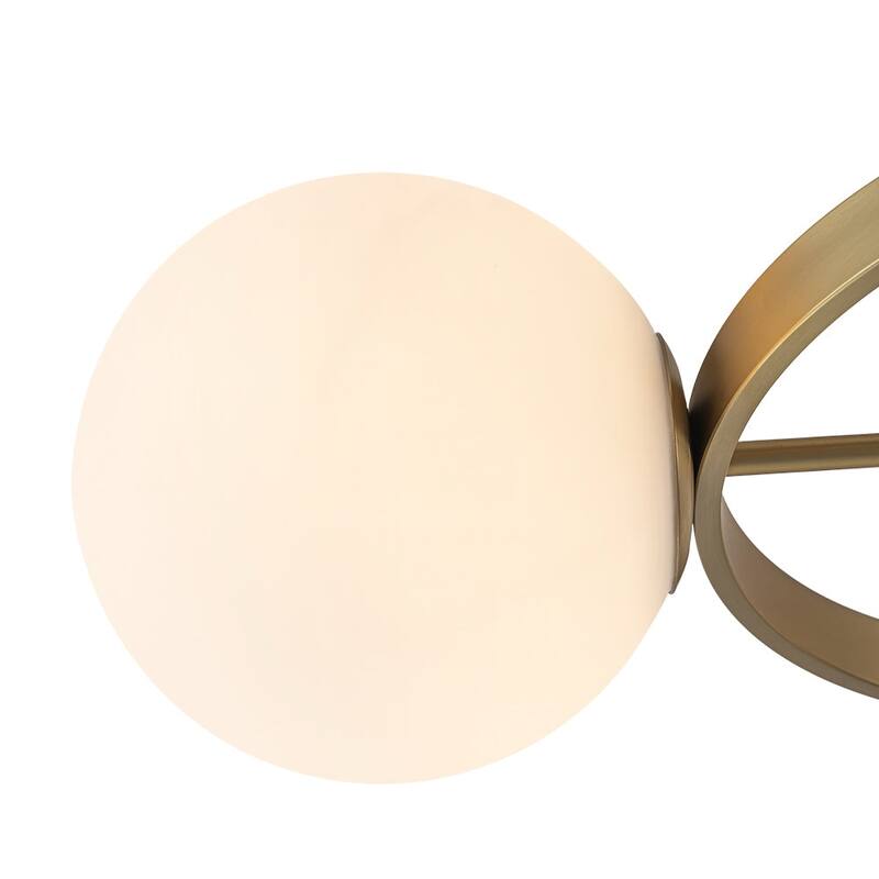 3-Light Halo Milky White Glass Globe Circle Ceiling Light 30.3 in