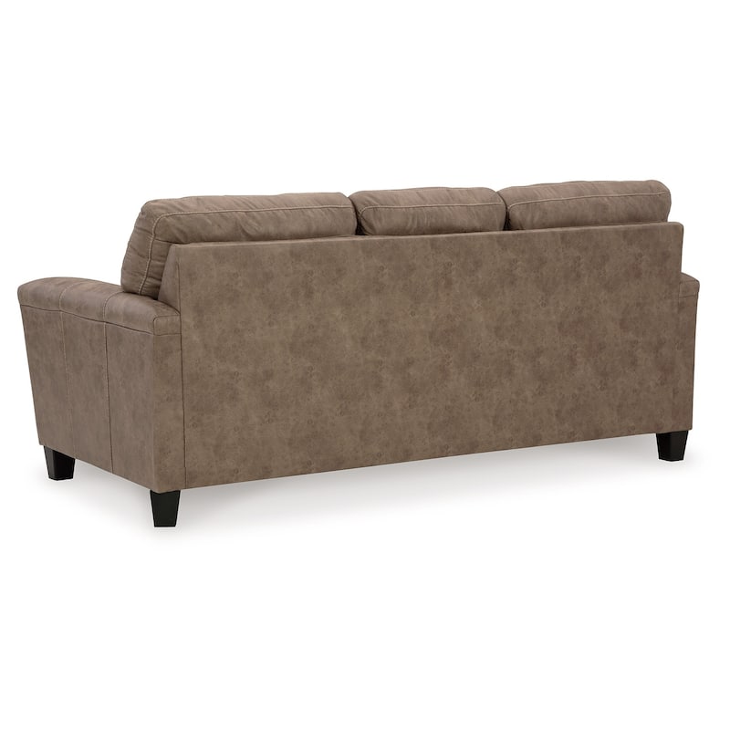 Nav Sofa, Fossil Brown Faux Leather, Plush Foam Cushions, 89 Inch