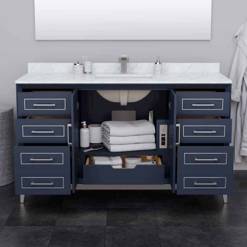 Marlena 60-Inch Single Vanity Set, Carrara Marble Top