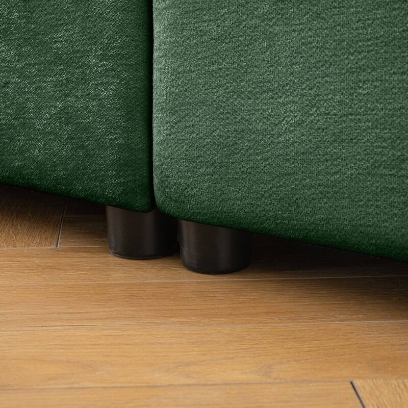 Cylindrical Backrest and Armrests Chenille Sofa with Storage Seat