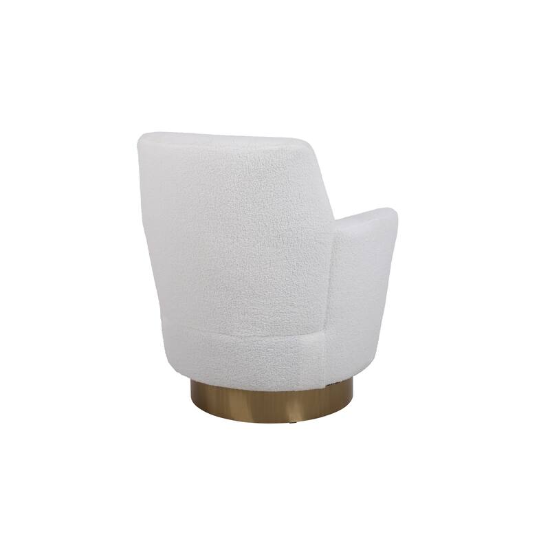 Faux Fur Swivel Barrel Chair with Gold Base & High-Density Foam (360°)