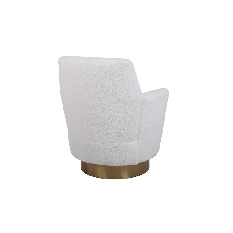 Teddy Swivel Barrel Reading Accent Chairs Armchair for Living Room Bedroom, Round Barrel Chairs with Gold Stainless Steel Base