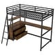 preview thumbnail 12 of 10, Twin Loft Kids Bed Frame with Desk, LED Light, USB, Shelves & Drawers, Black