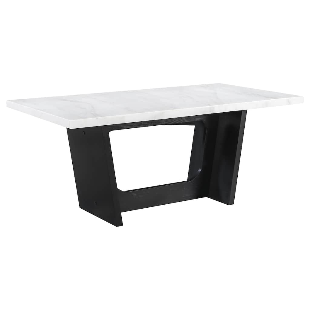 Maroney Rustic Espresso Marble Top Dining Table