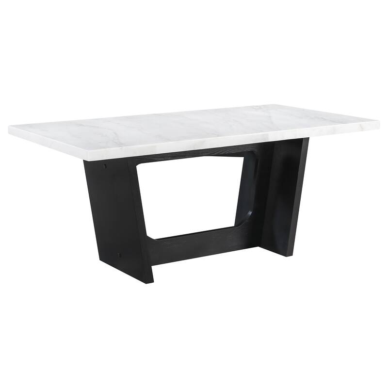 Maroney Rustic Espresso Marble Top Dining Table