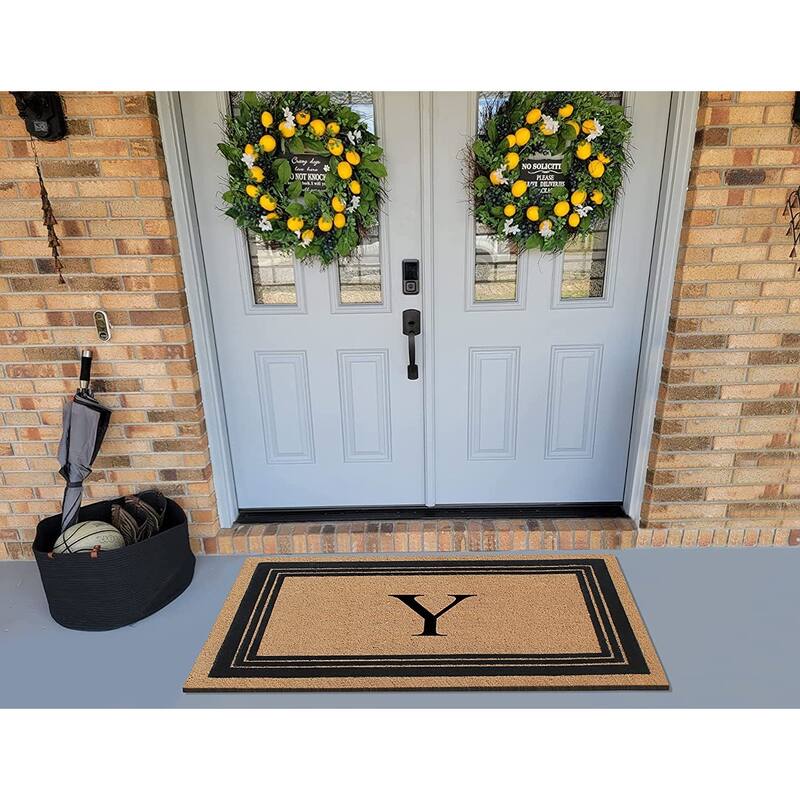A1HC Natural Coir Monogrammed Entrance Door Mats Flock Doormat 24"X39"