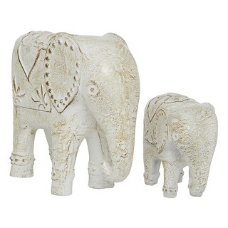 Ceramic Elephant Sculpture - Set of 2 White - Roche River Decor - 4