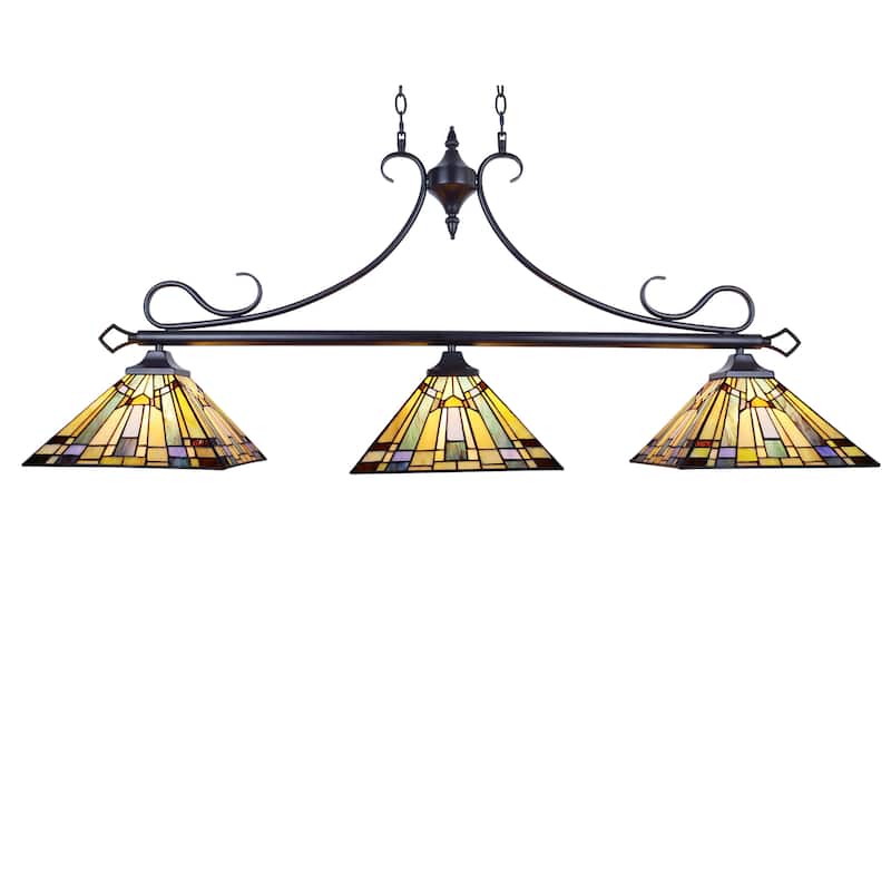 Tiffany Style 3-light Linear Island Fixture