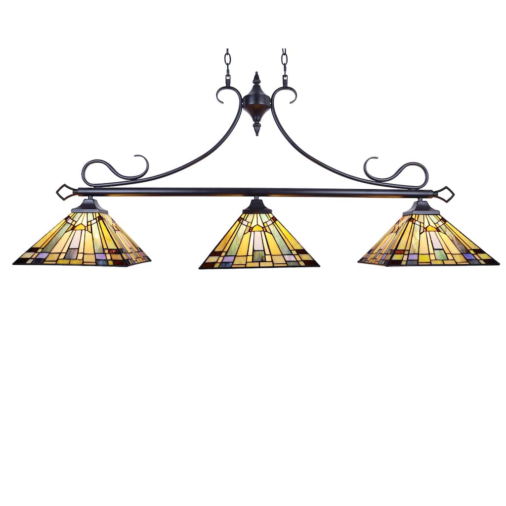 Tiffany Style 3-light Linear Island Fixture