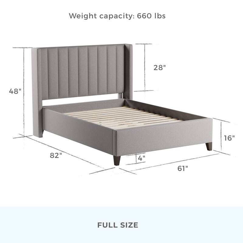 Brookside Adele Vertical Upholstered Bed with Wingback Headboard On