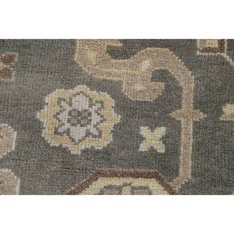 Gray Oushak Indian Area Rug Hand-Knotted Wool Carpet - 9'0"x 11'8"