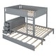 preview thumbnail 6 of 10, Elegant Full-Over-Full Bunk Bed with Drawers, Convertible Beds
