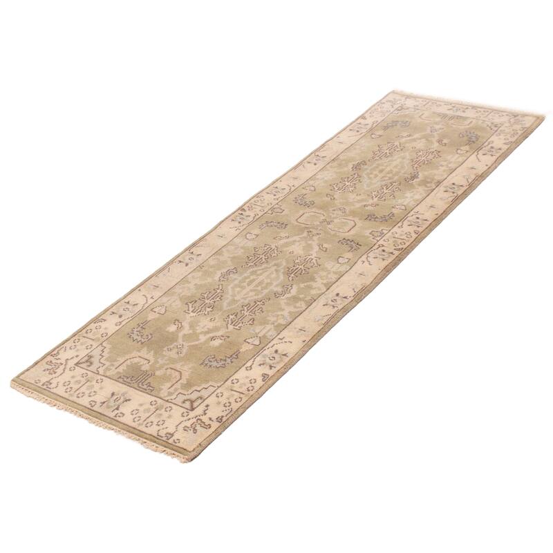 ECARPETGALLERY Hand-knotted Royal Oushak Olive Wool Rug - 2'7 x 8'0