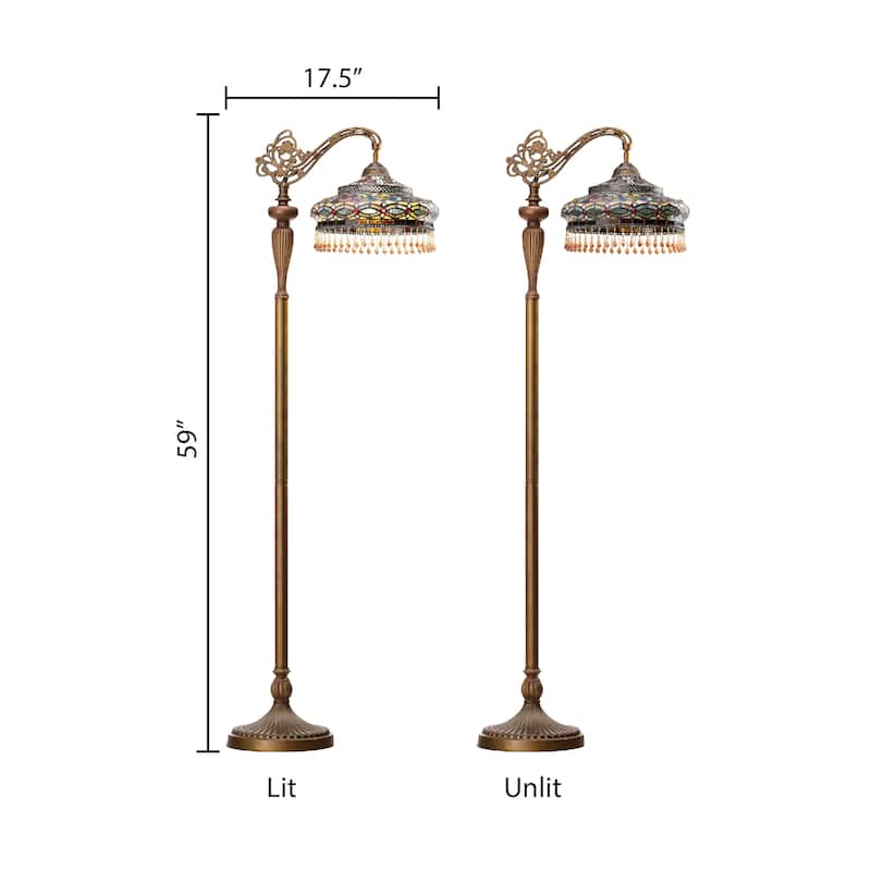 Parisian River of Goods Multi-Color Stained Glass Shade 59-Inch Floor Lamp - 17.5" x 12" x 59"