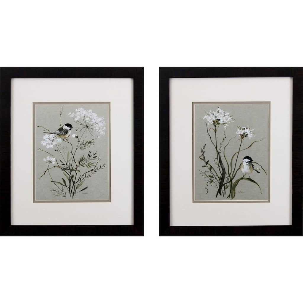 Bouquet of Grace Bird S/2 Framed Art Under glass
