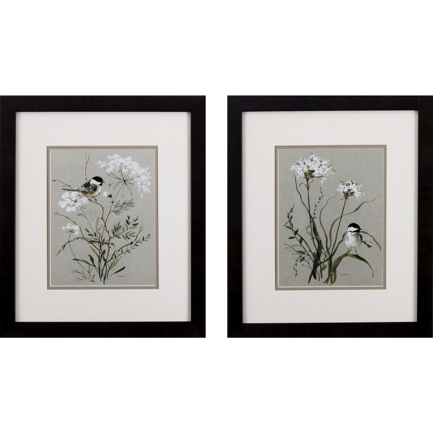 Bouquet of Grace Bird S/2 Framed Art Under glass