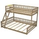 preview thumbnail 5 of 22, Twin XL over Queen Bunk Bed with Ladder and Guardrails, Convertible Bunk Bed Frame, Floor Bunk Bed with Slats Support