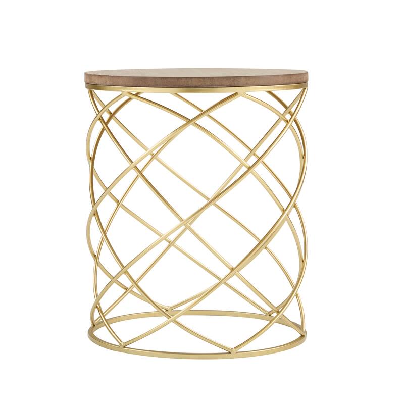 Christopher Knight Home - Elista Modern Golden Side Table with MDF Top and Interlocking Metal Frame