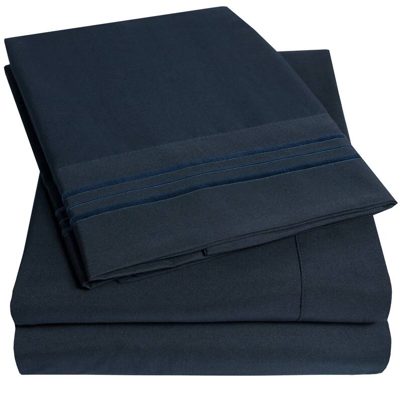 Brushed Microfiber RV Queen 4-Piece Bed Sheet Set - Navy