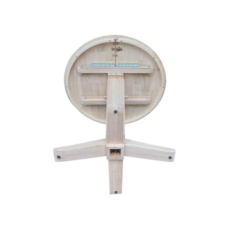 36 in. Round Top Pedestal Counter Height Dining Table with 12 in Leaf